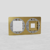 Classic Double Keystone & Switch Plate in Antique Brass - European Style Decor on White Background