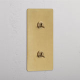 Vertical Toggle Switch with Double Levers in Antique Brass