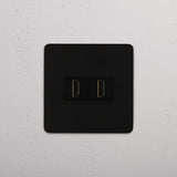 Superior Quality Single HDMI Module in Bronze Black with Dual Ports on White Background