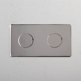 Adjustable Dual Light Control Switch: Double Dimmer Switch in Polished Nickel on White Background