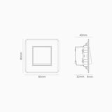 Bouton Poussoir 3 Positions Carré (Plaque Simple) - Transparent / Laiton Ancien (Insert Blanc)